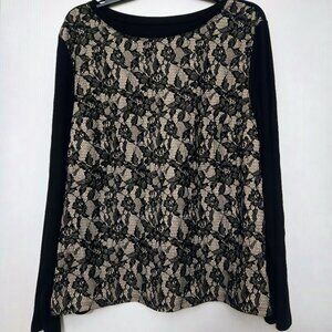 Chico's L/S black sweater top with lace front NWOT Size 3/XL